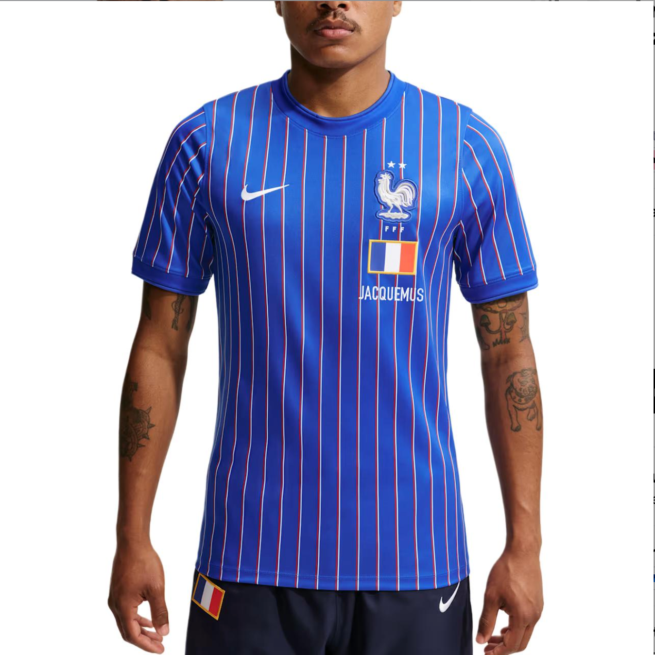 Nike x Jacquemus x France Pre-Match Trikot Blaue Streifen