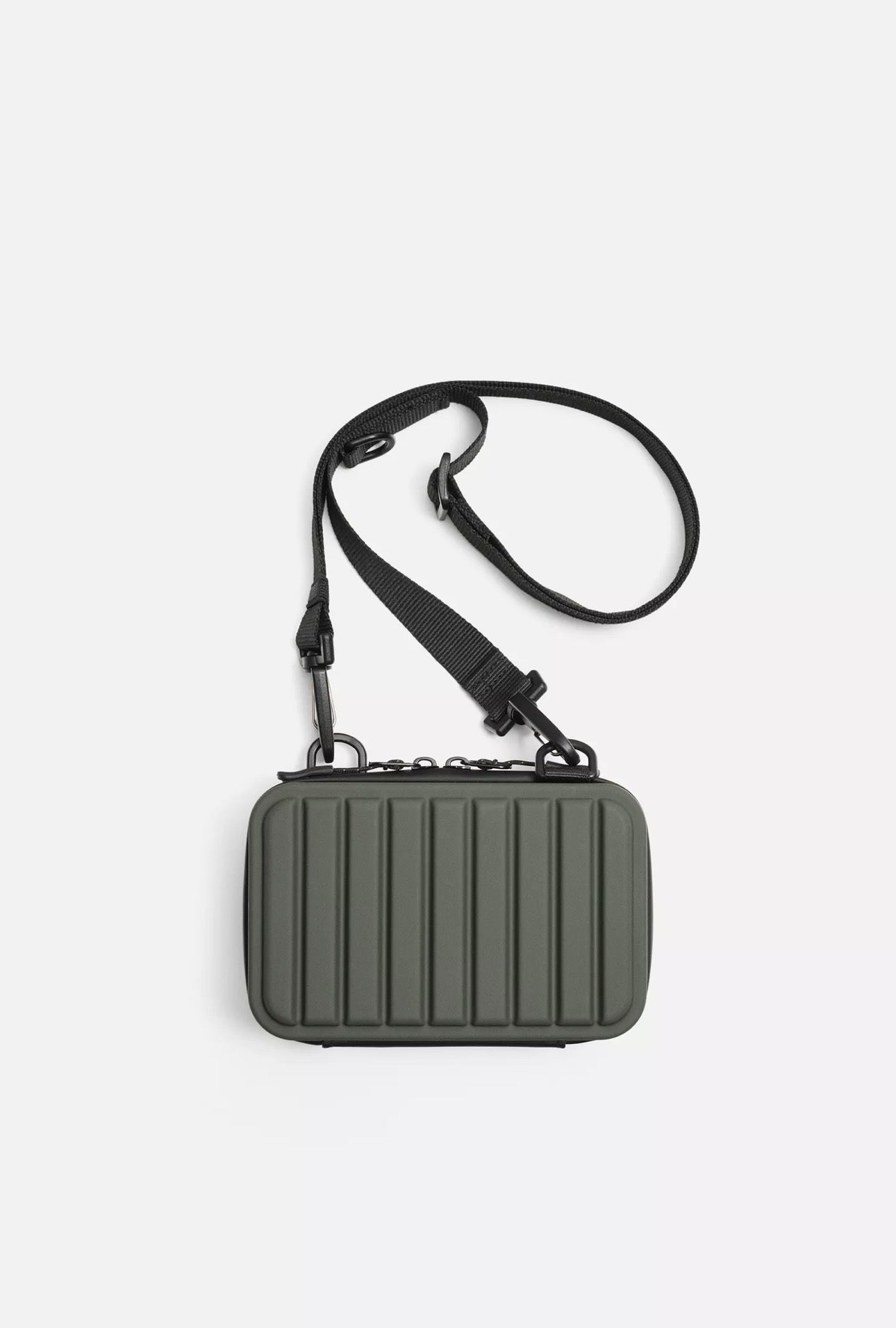 Zara - SAC BANDOULIÈRE VERT KAKI ET CAOUTCHOUTÉ